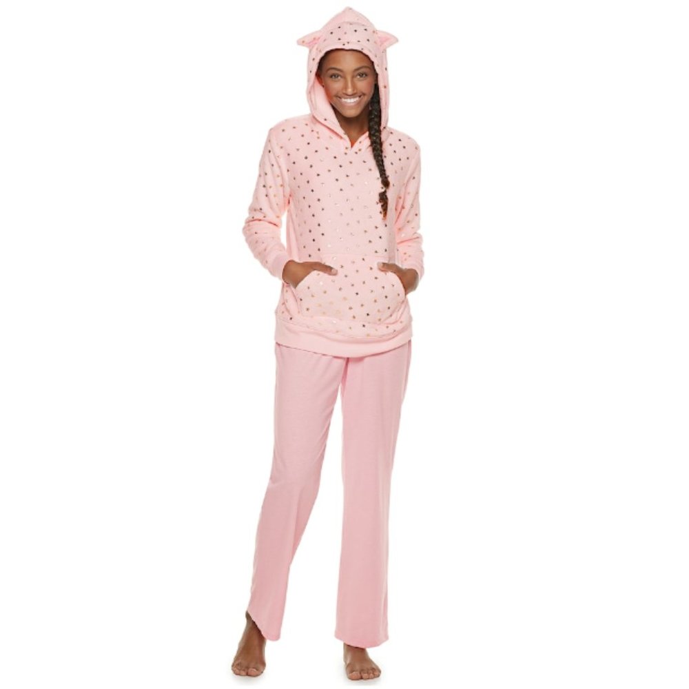 SO Soft & Cozy 2-pc Pajama Set Cute Hood Pullover - Picture 2 of 7